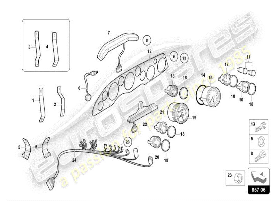 lamborghini diablo vt (1999) strumento combinato diagramma delle parti