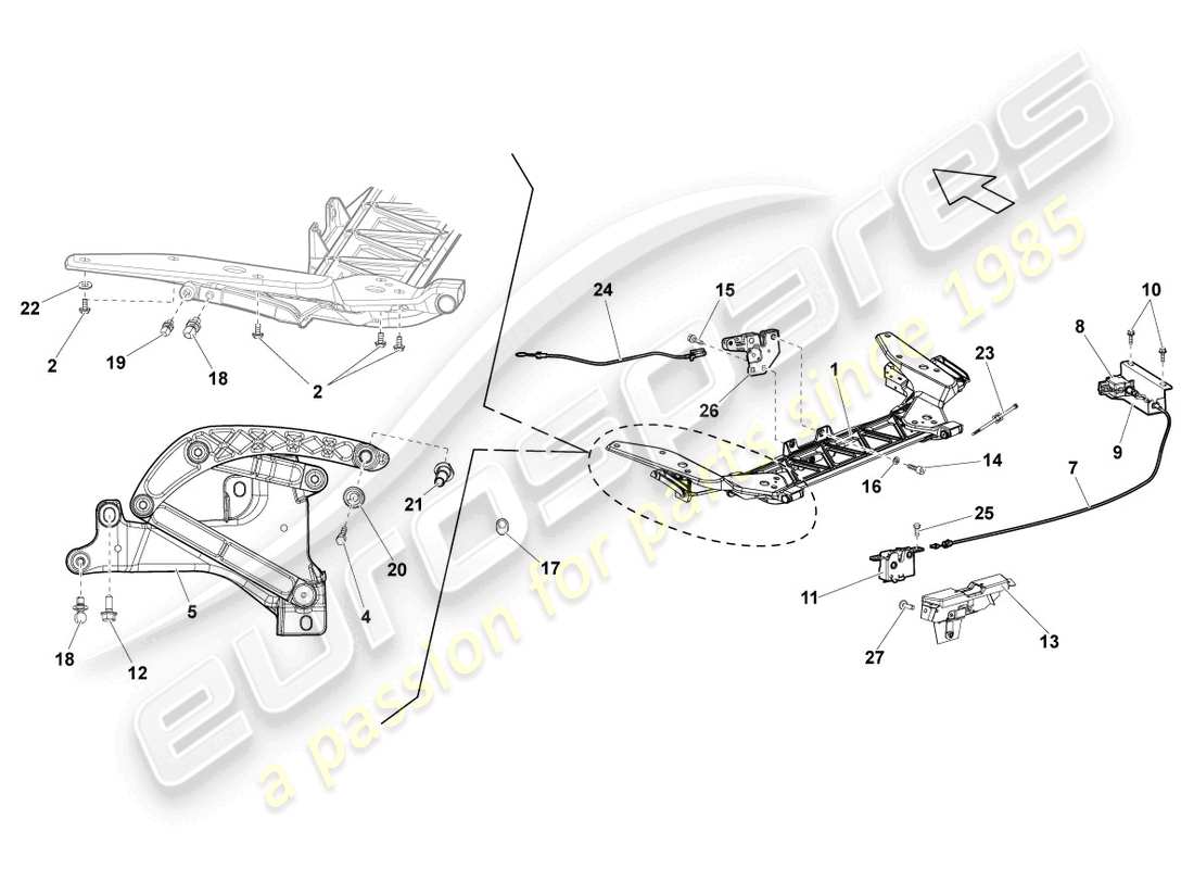 lamborghini lp560-4 spider (2009) diagramma delle parti del portablocco