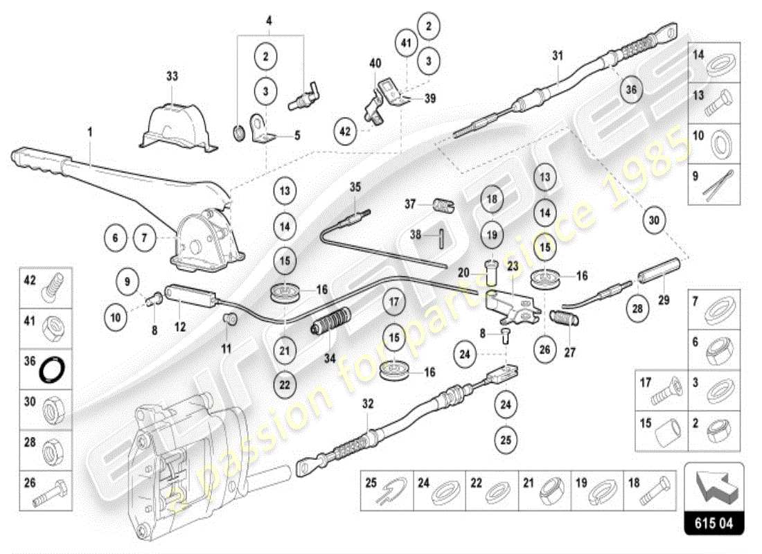 lamborghini diablo vt (1996) freno a mano diagramma delle parti