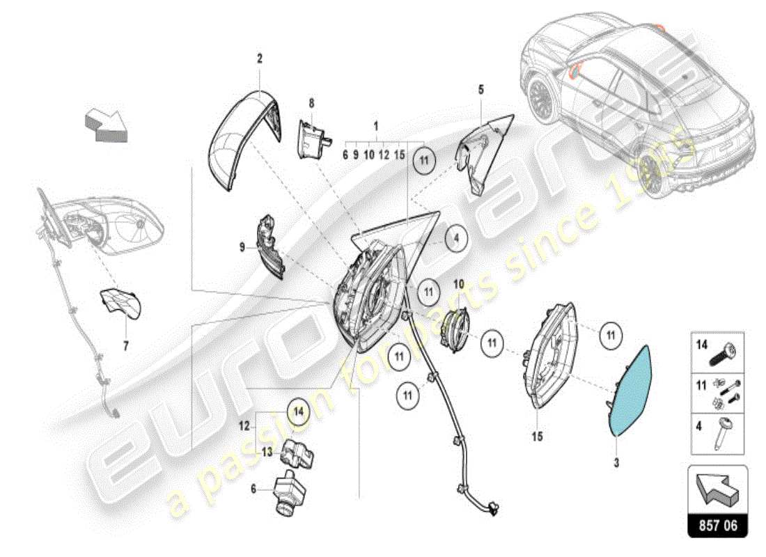 lamborghini 2025 | urus se aussenspiegel teilediagramm