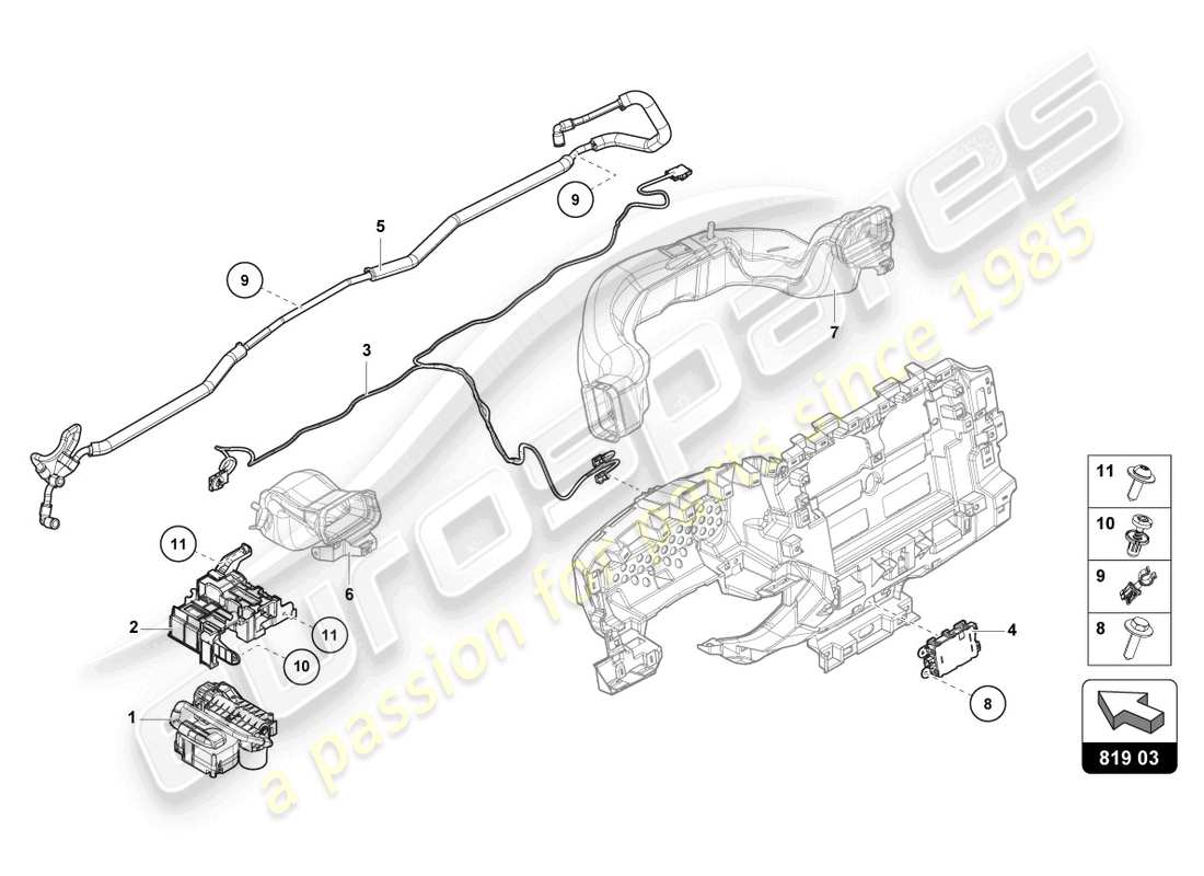 lamborghini urus performante (2024) erogatore di aromi diagramma delle parti