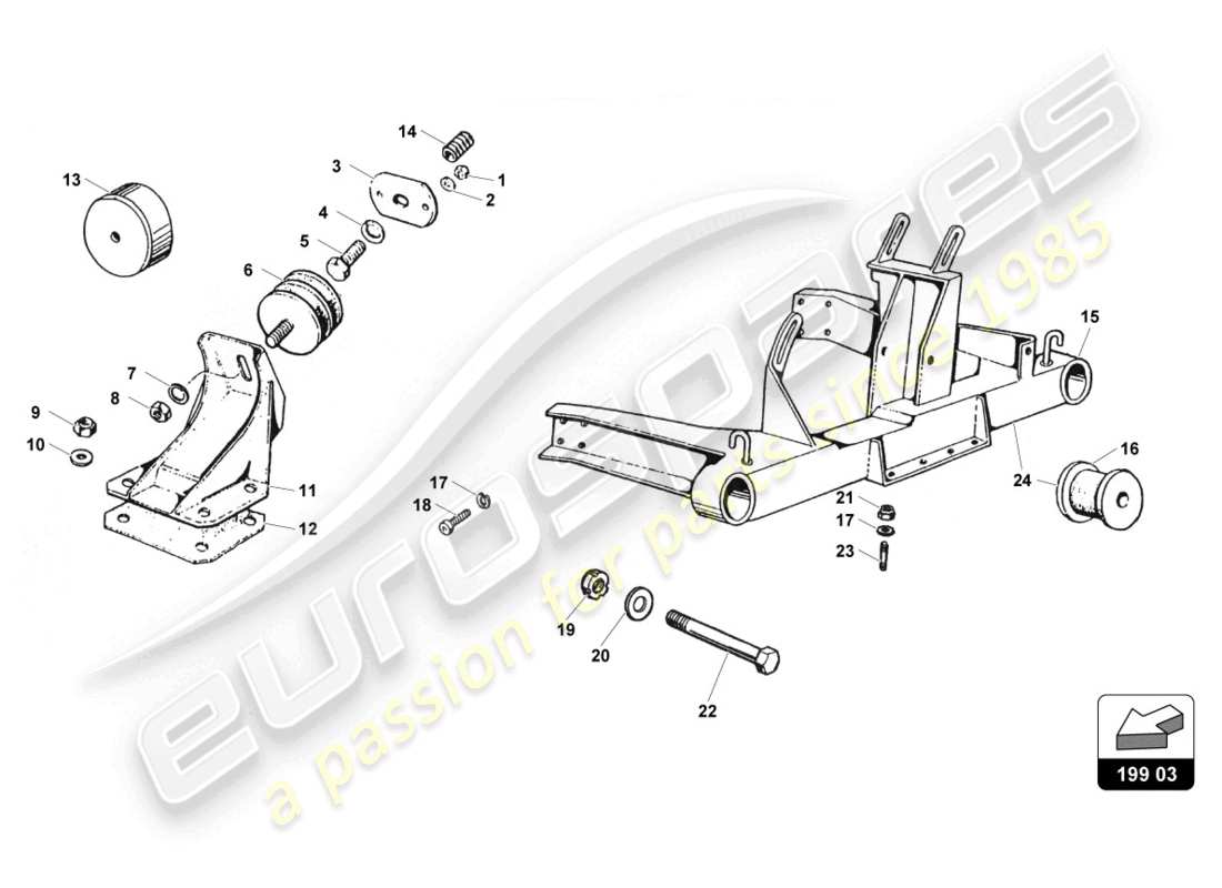lamborghini countach 25th anniversary (1989) montaggio del motore diagramma delle parti