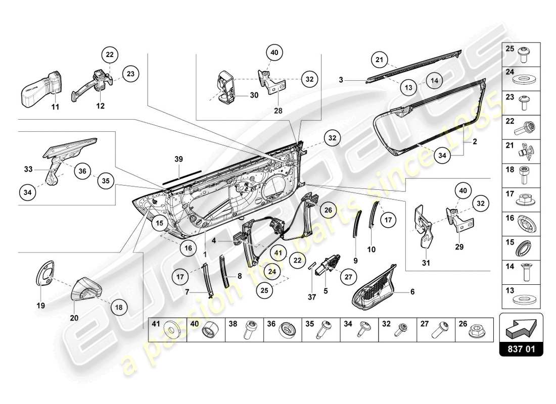 lamborghini tecnica (2023) porte diagramma delle parti