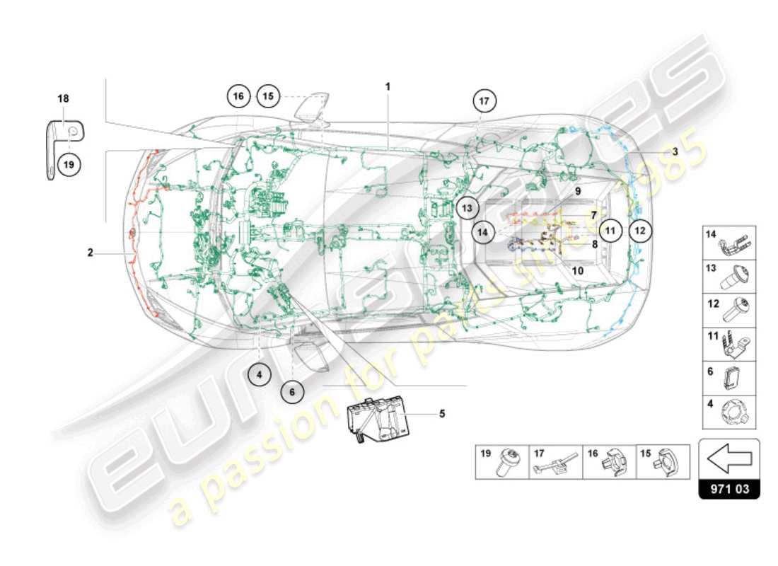 lamborghini 2024 (sterrato) diagramma delle parti del centro cablaggio