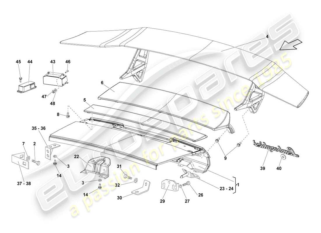 lamborghini lp670-4 sv (2010) coperchio motore posteriore schema delle parti