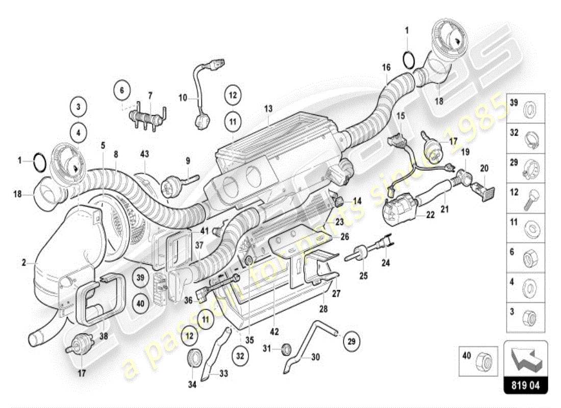lamborghini diablo vt (1995) canale guida aria diagramma delle parti