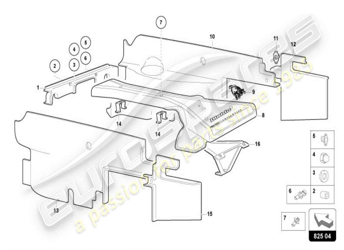 lamborghini diablo vt (1998) pannello di rivestimento per motore diagramma delle parti