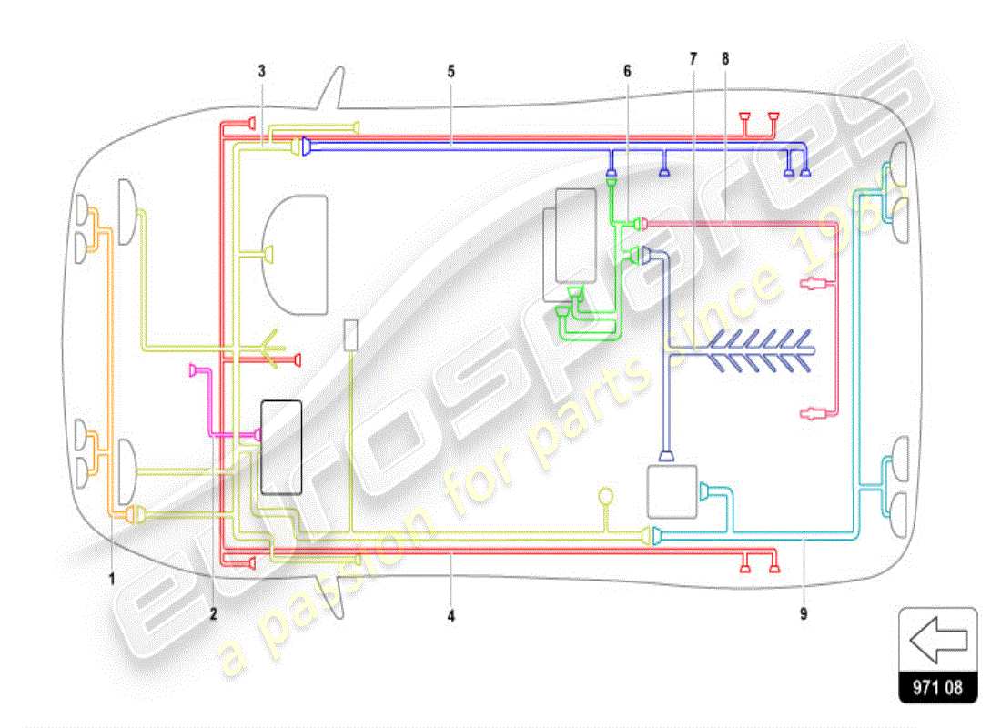 lamborghini diablo vt (1995) sistema elettrico diagramma delle parti
