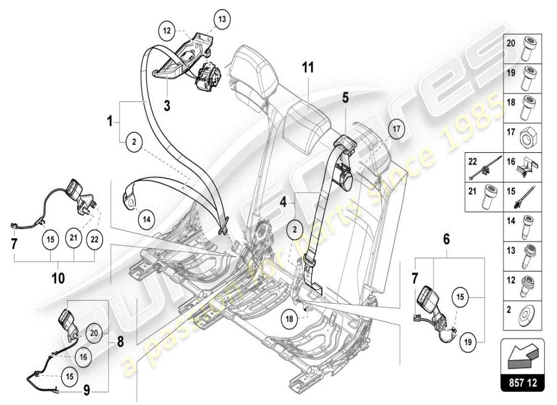 lamborghini 2025 | urus se dreipunkt-sicherheitsgurt 3. sitzbank teilediagramm