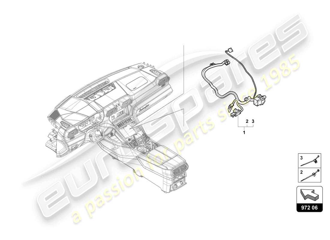 lamborghini urus s (2023) cablaggio per console centrale diagramma delle parti