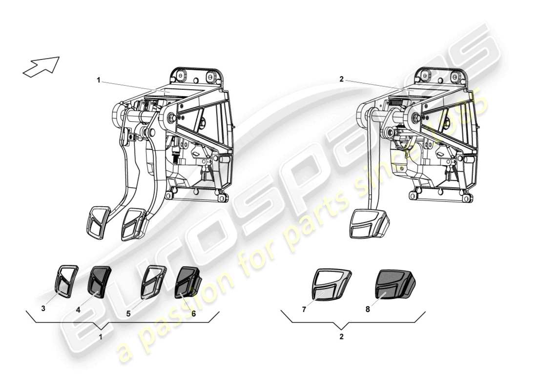 lamborghini lp560-4 spider (2012) pedale del freno diagramma delle parti