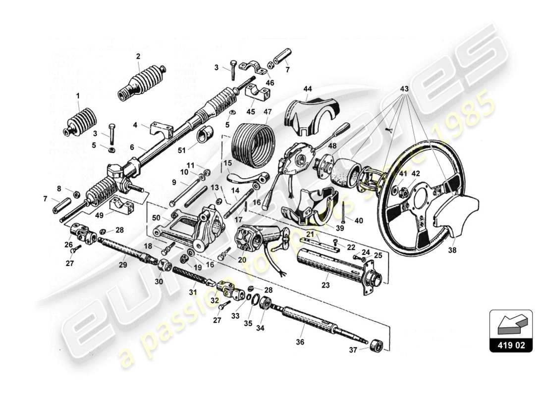 lamborghini countach 25th anniversary (1989) timone diagramma delle parti