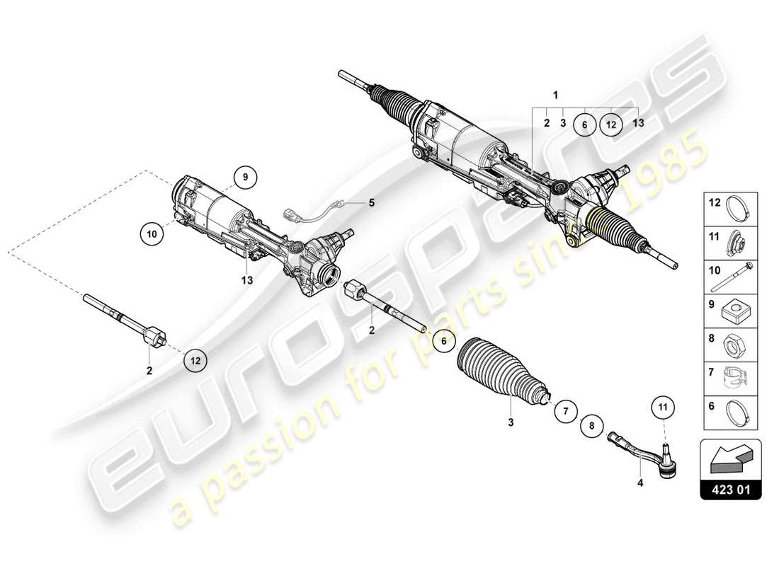 lamborghini urus performante (2024) sterzo diagramma delle parti