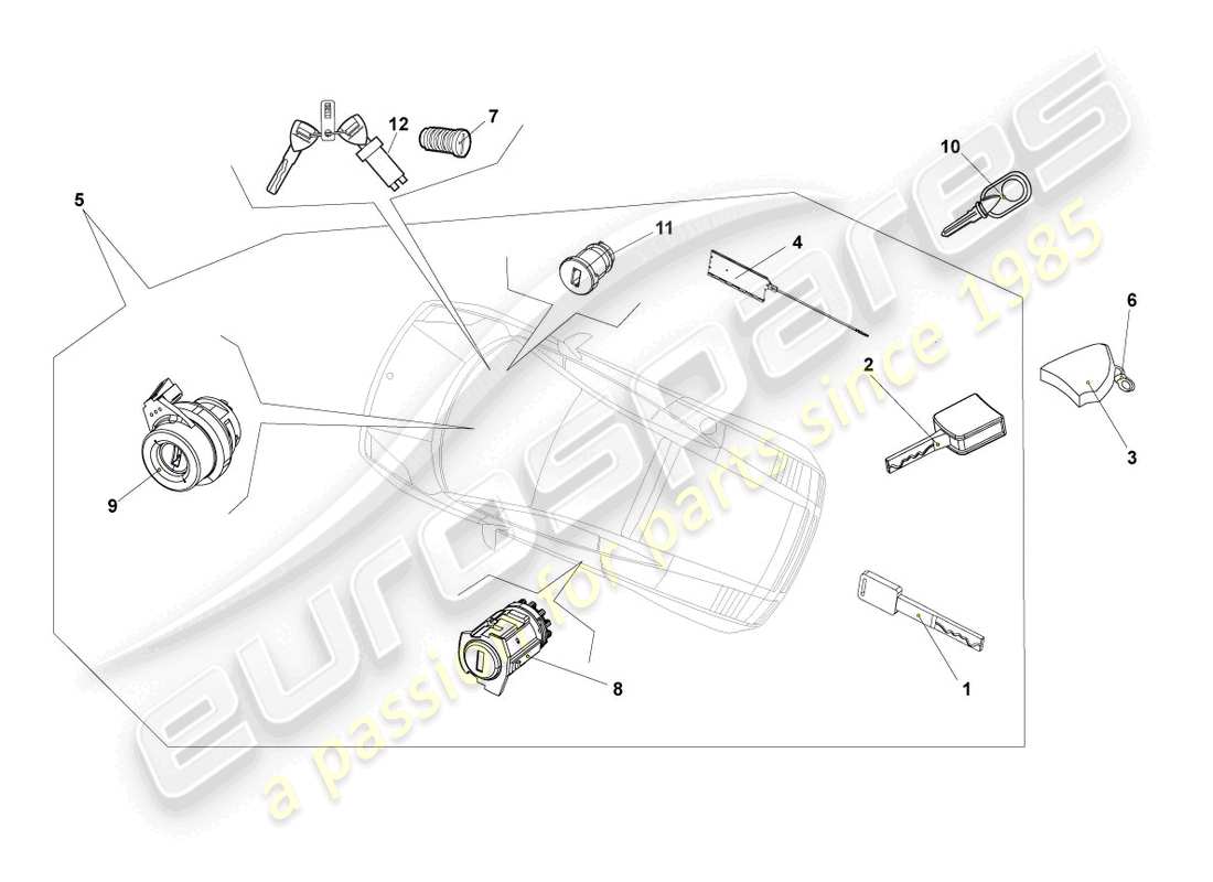 lamborghini lp560-4 coupe (2009) cilindri di serratura diagramma delle parti