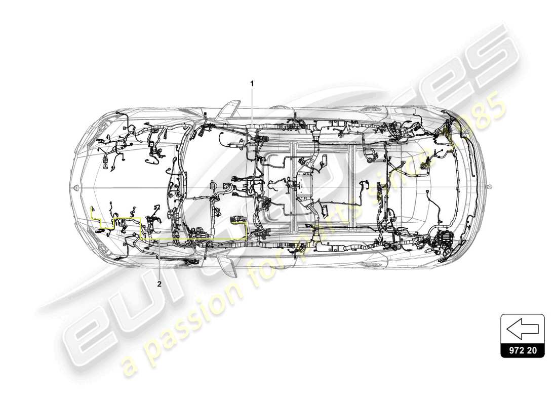 lamborghini urus s (2023) cablaggio per interni diagramma delle parti