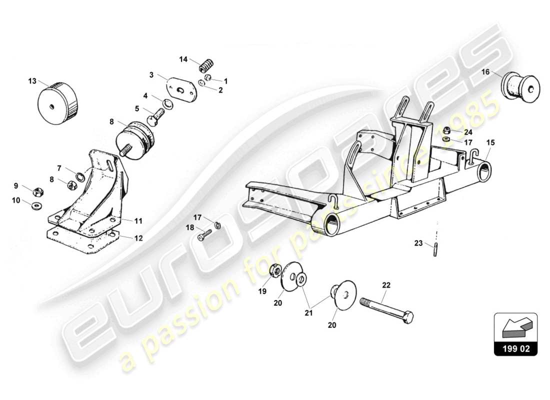 lamborghini countach 25th anniversary (1989) montaggio del motore diagramma delle parti