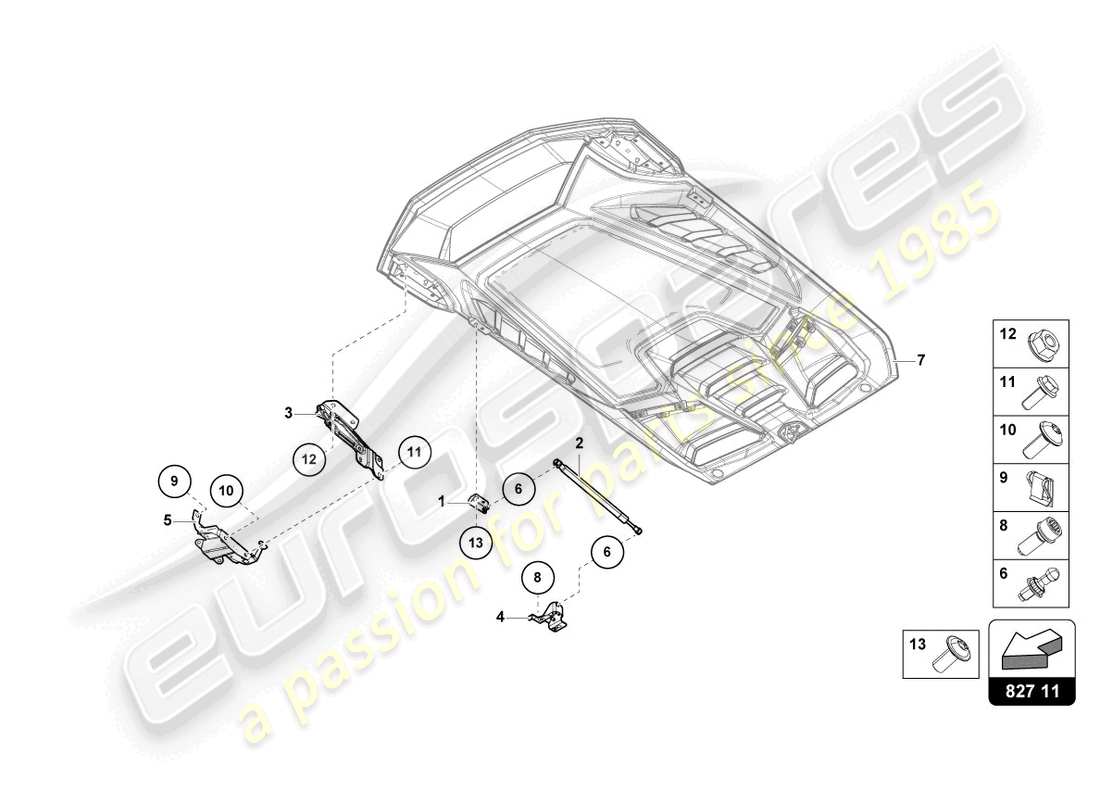 lamborghini tecnica (2023) copertura motore con isp. copertina diagramma delle parti