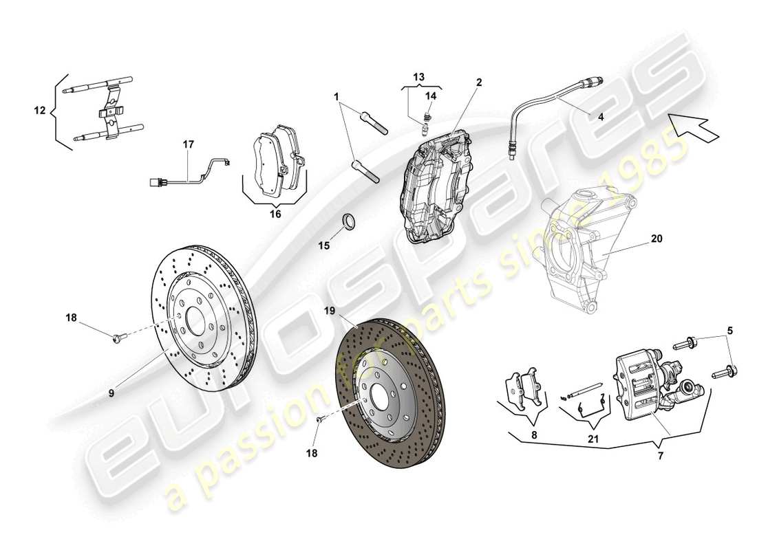 lamborghini lp560-4 coupe (2013) freno a disco posteriore diagramma delle parti