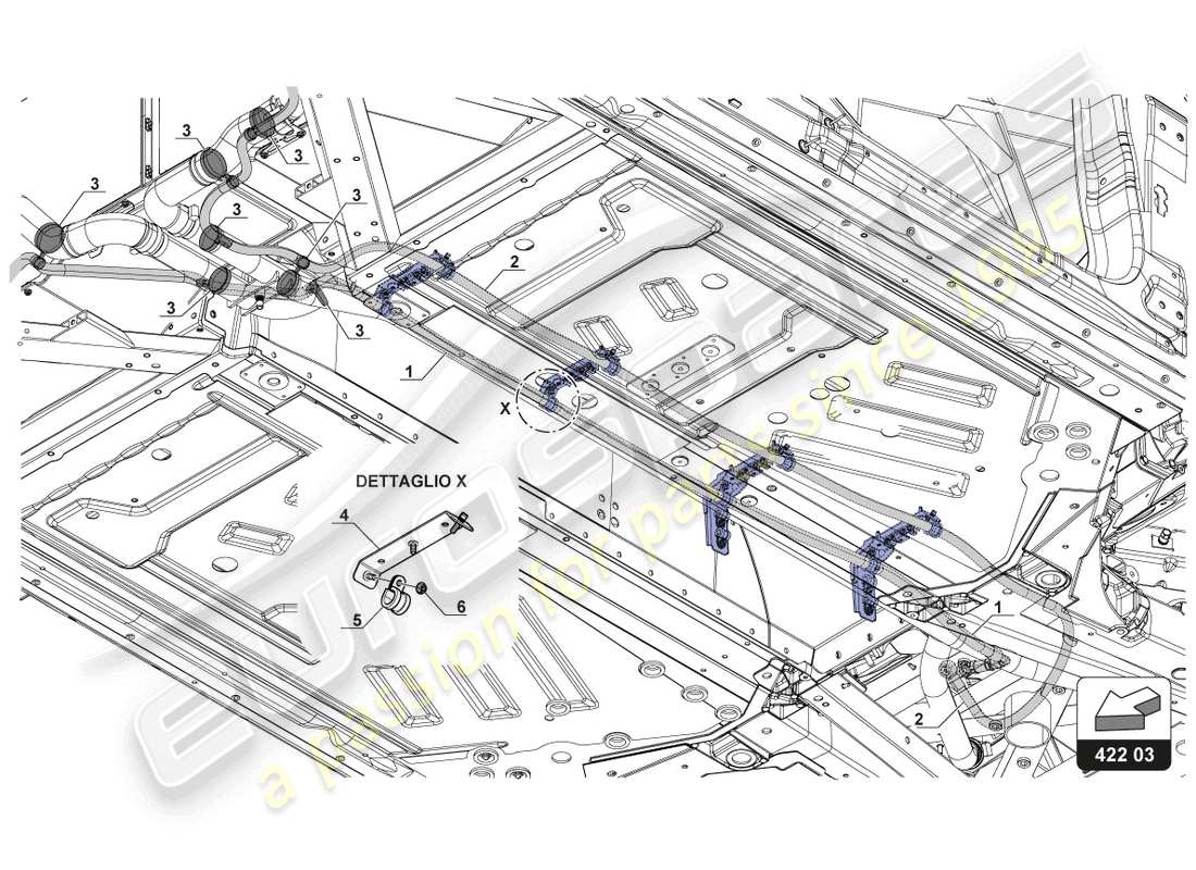 lamborghini 2017 (gt3) diagramma delle parti del flusso ad alta pressione
