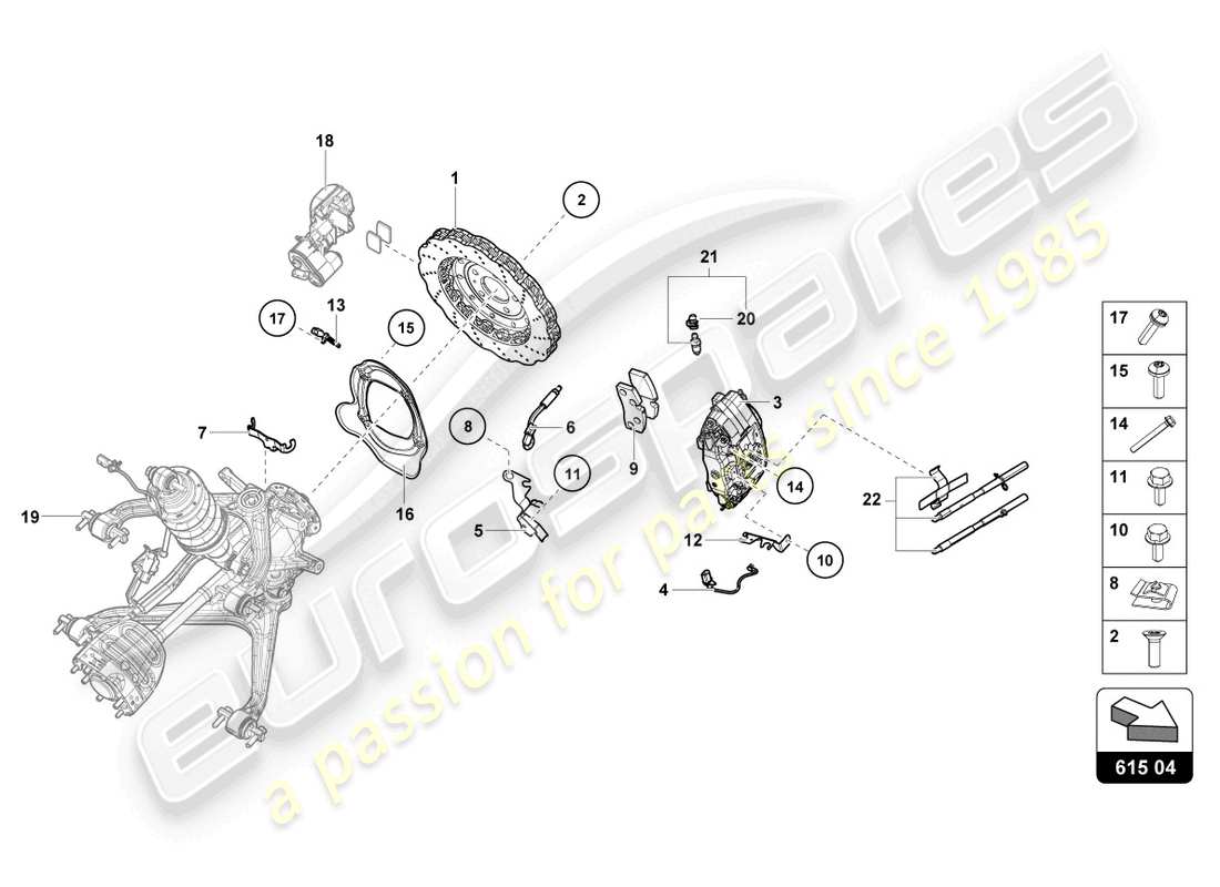 lamborghini evo spyder 2wd (2023) disco freno (ventilato) posteriore schema delle parti