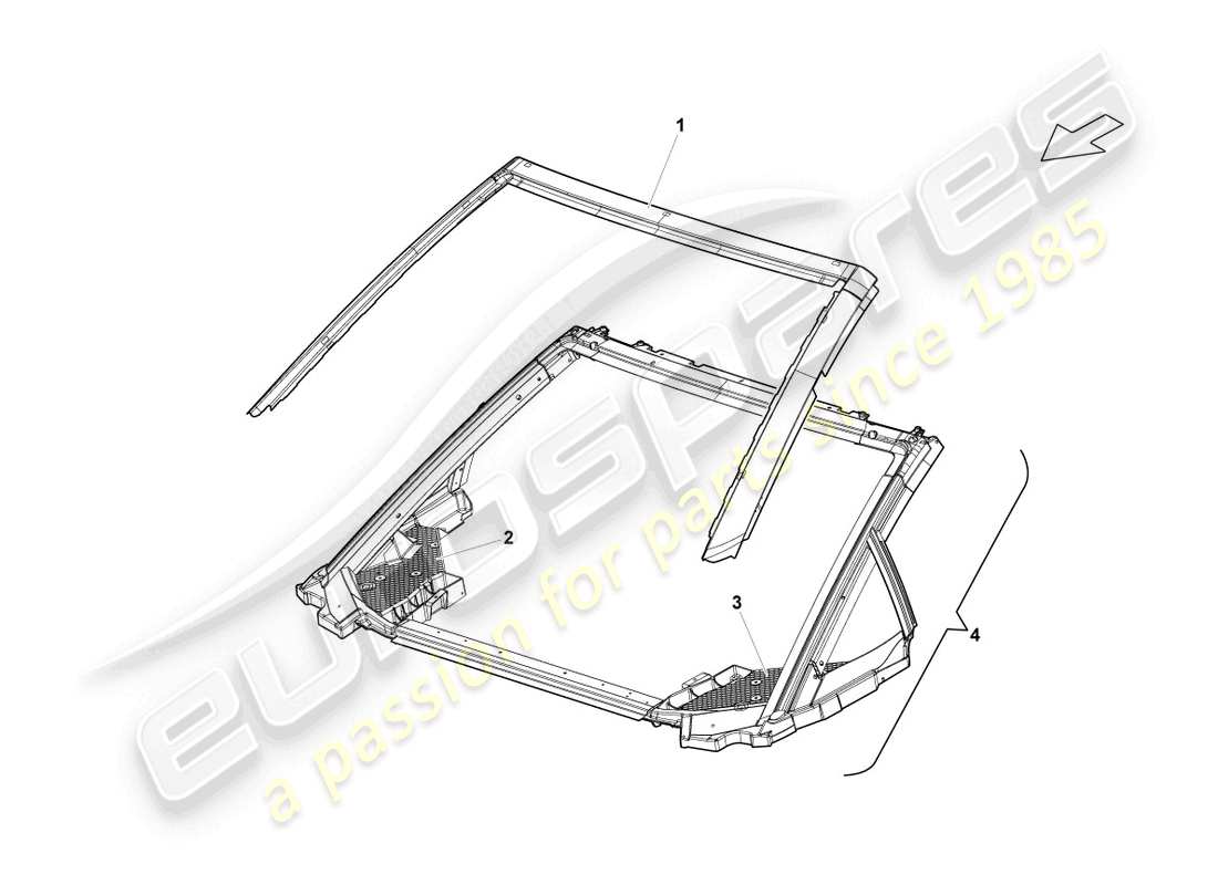 lamborghini lp560-4 spider (2010) telaio del tetto anteriore diagramma delle parti