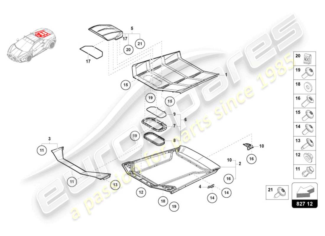 lamborghini sterrato (2024) copertura motore con isp. copertina diagramma delle parti