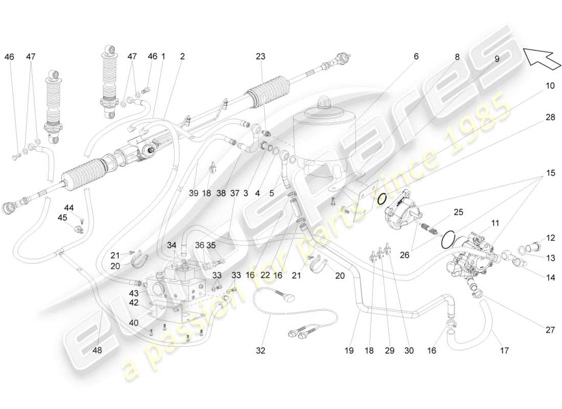 lamborghini gallardo coupe (2008) sterzo diagramma delle parti