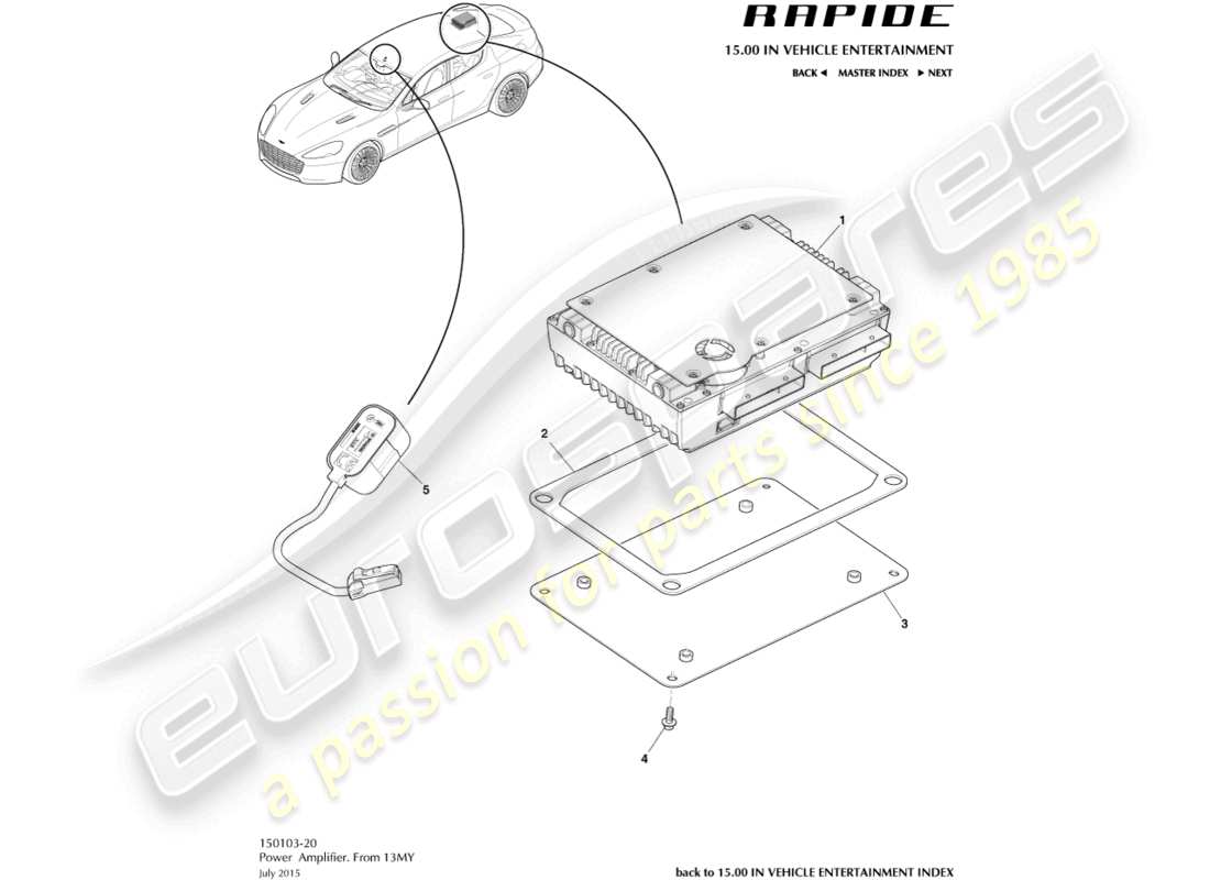 aston martin rapide (2012) amplificatore singolo, 13my acceso diagramma delle parti