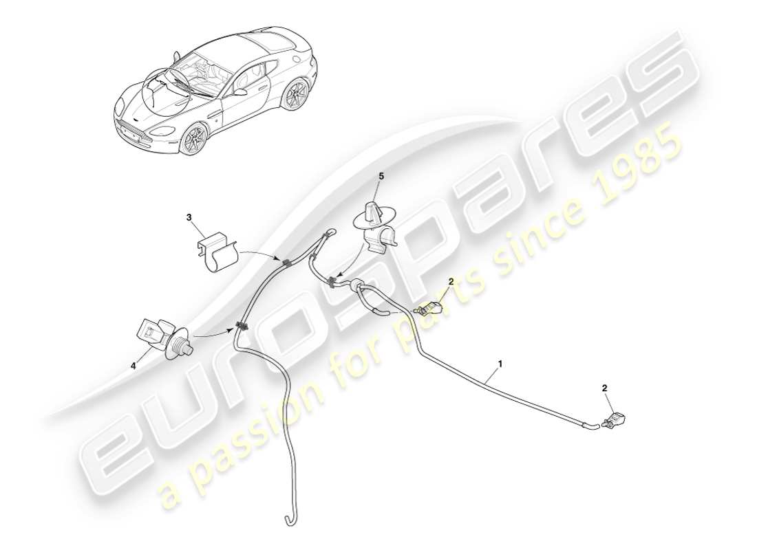 aston martin v8 vantage (2005) schema delle parti per il lavaggio del parabrezza