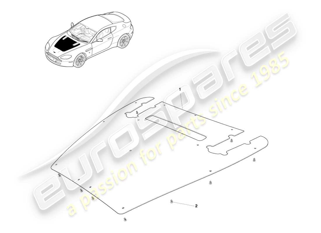 aston martin v8 vantage (2005) isolamento acustico, diagramma delle parti della composizione del motore