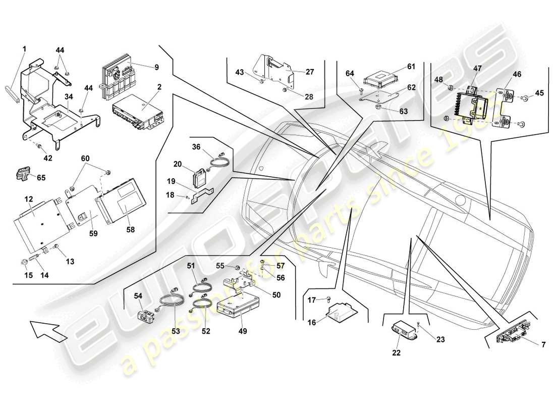 lamborghini lp570-4 sl (2011) centrale di controllo per sistema convenience schema parte