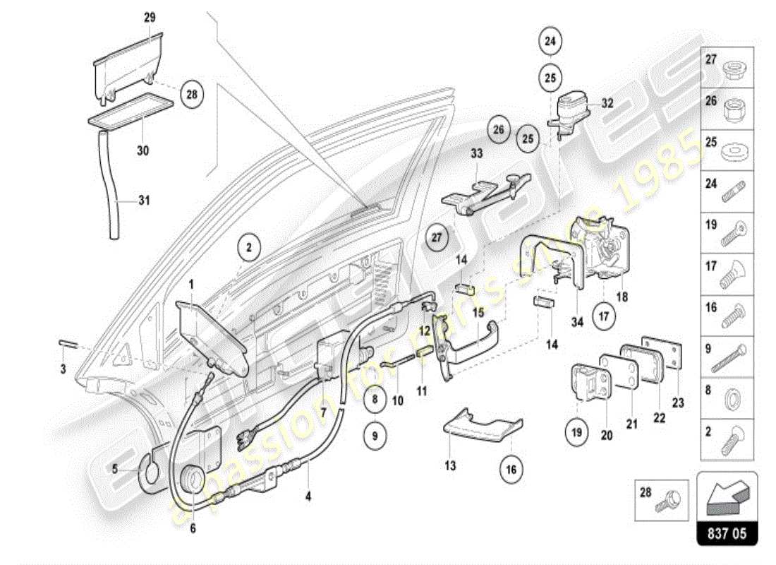 lamborghini diablo vt (1997) porta diagramma delle parti