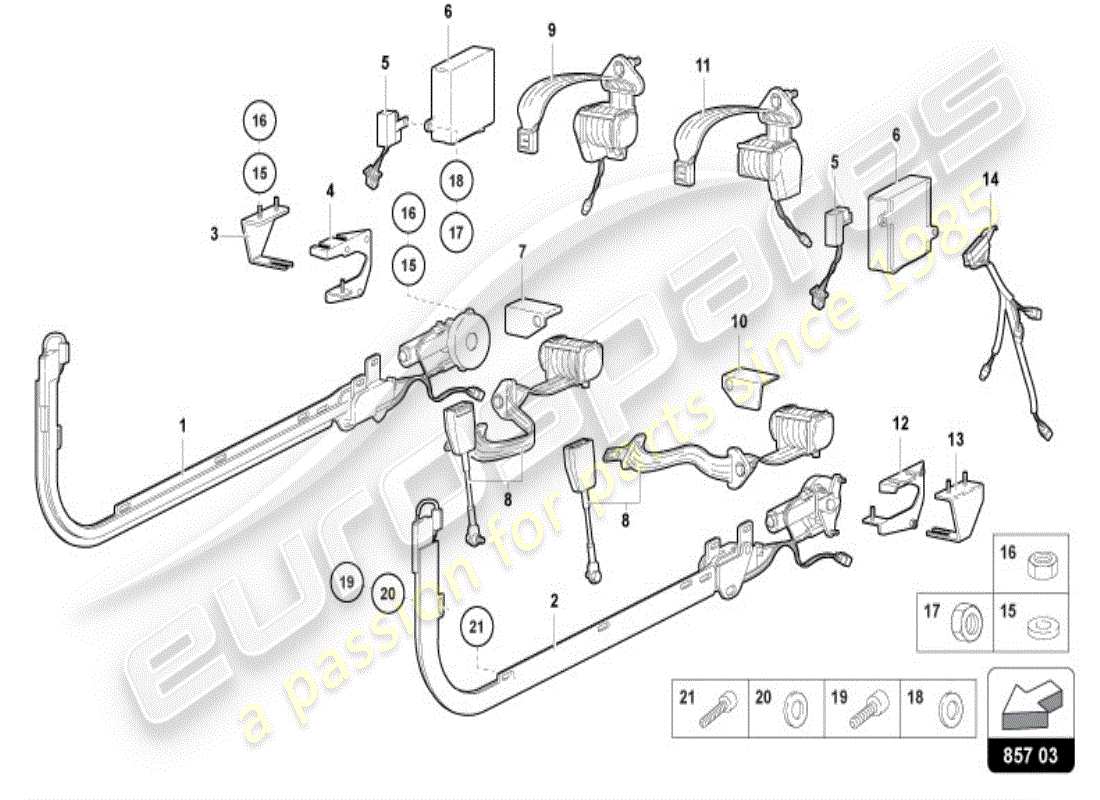 lamborghini diablo vt (1997) cinture di sicurezza diagramma delle parti