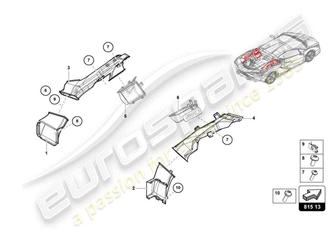 lamborghini sian roadster (2021) schema delle parti condotto aria posteriore