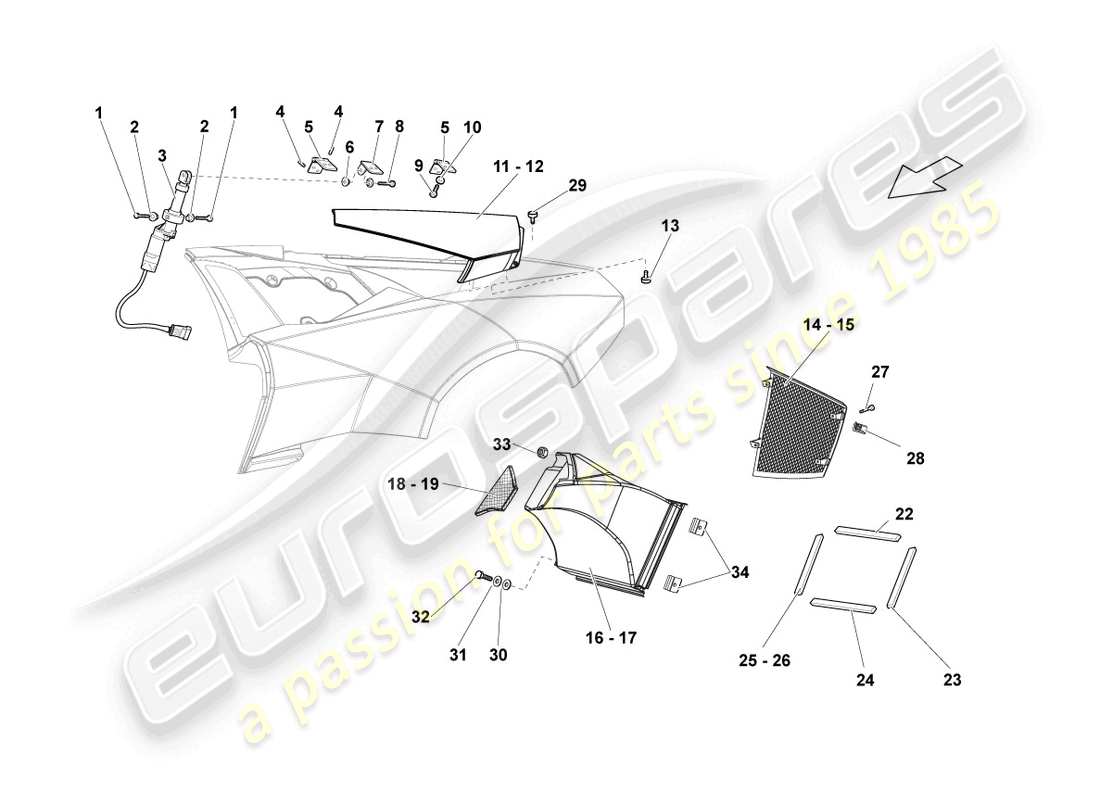 lamborghini reventon rivestimento del pannello laterale diagramma delle parti