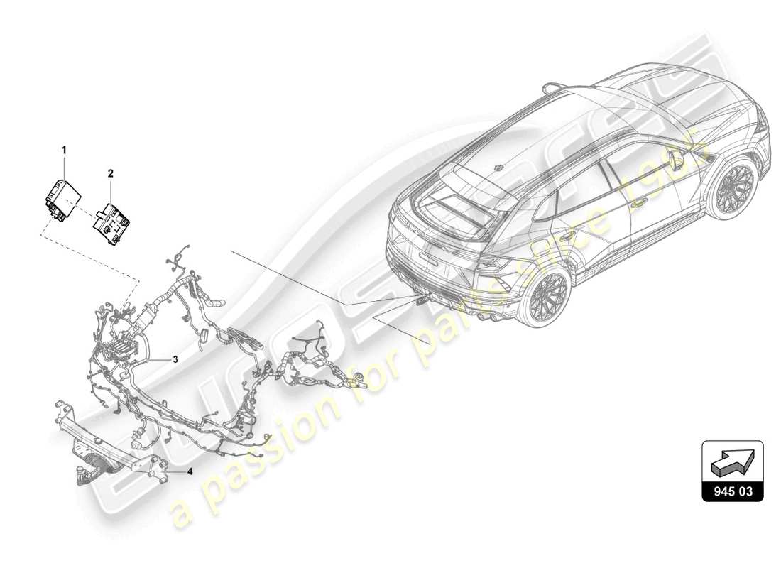 lamborghini urus (2022) parti elettriche per traino rimorchio diagramma delle parti