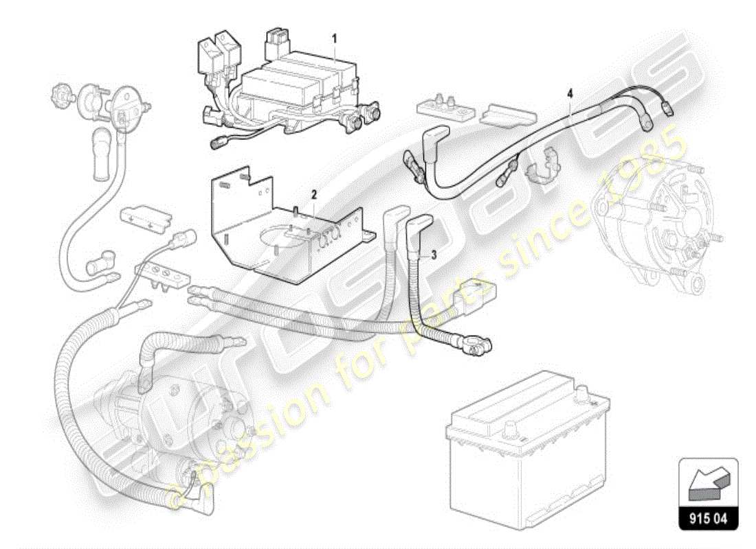 lamborghini diablo vt (1997) diagramma delle parti della batteria