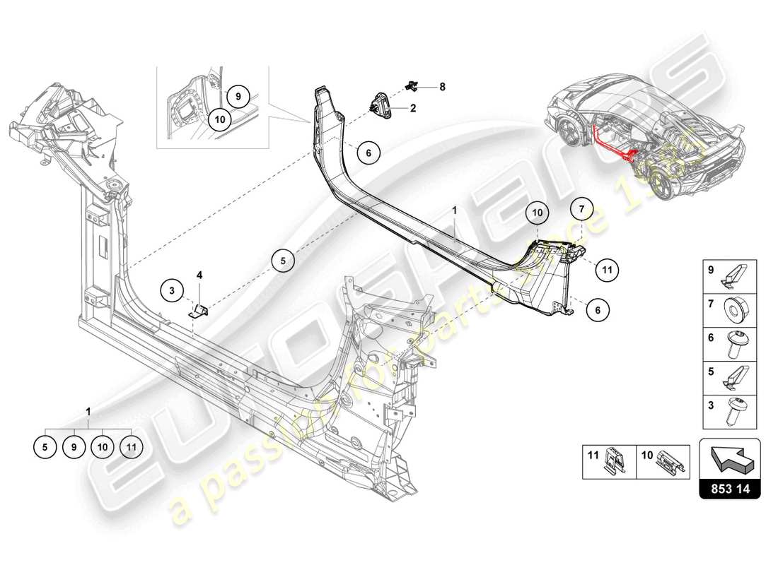 lamborghini 2023 (sto) membro laterale schema delle parti