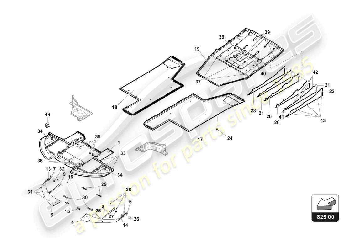 lamborghini gt3 (2017) sottoscocca schema delle parti