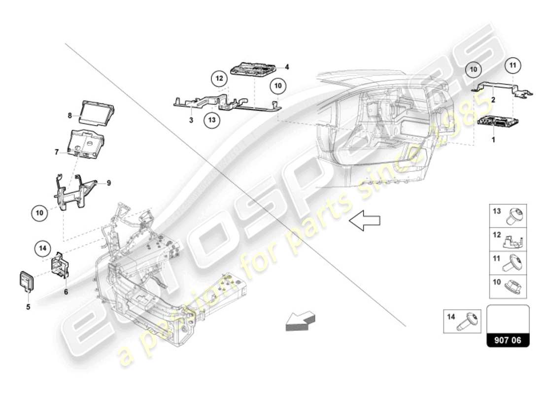 lamborghini revuelto coupe (2024) unità di controllo diagramma delle parti