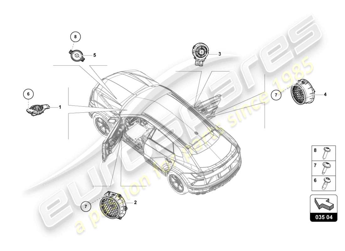 lamborghini urus (2022) parti elettriche per impianto audio diagramma delle parti