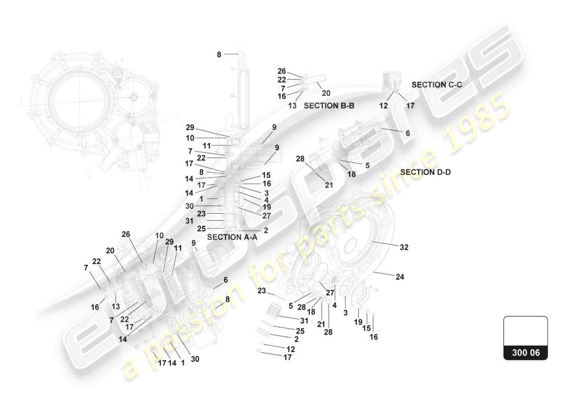 lamborghini 2016 (super trofeo) gruppo, copertura lato sinistra schema delle parti