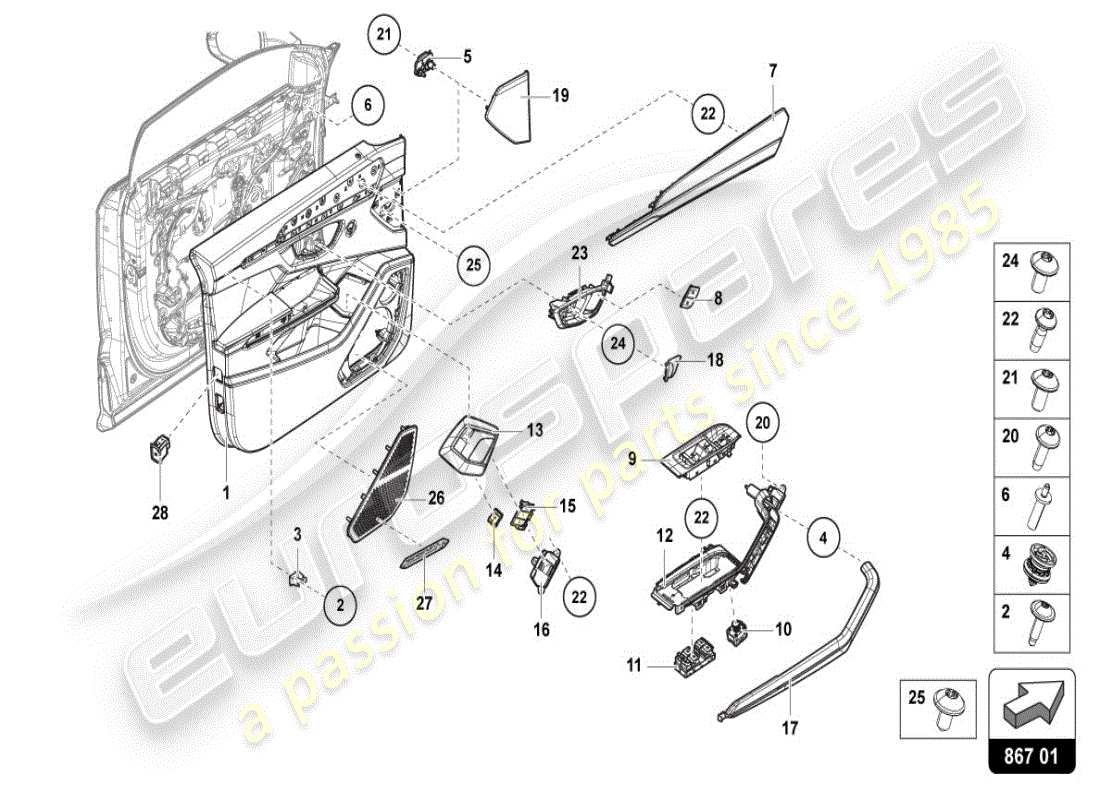 lamborghini 2025 | urus se türverkleidung vorne teilediagramm
