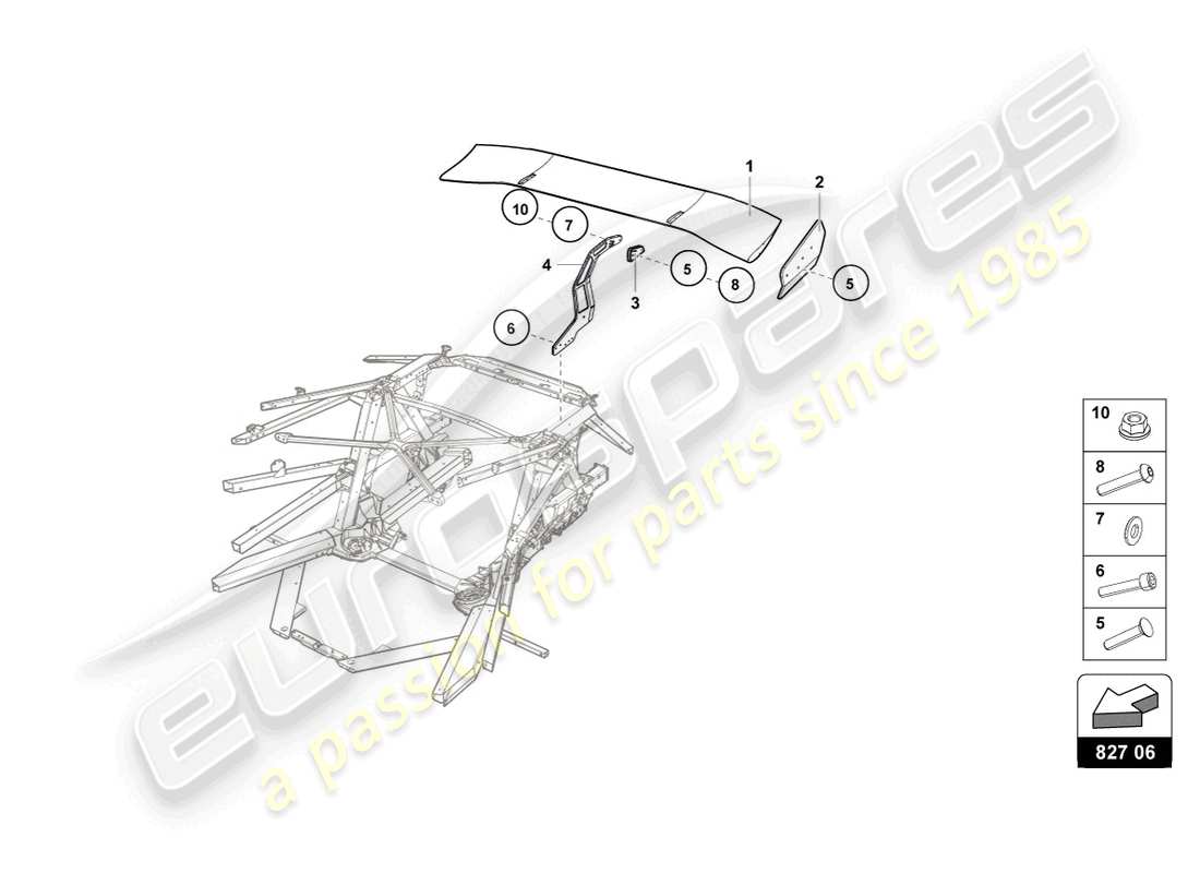lamborghini super trofeo evo (2018) schema delle parti del gruppo ala posteriore