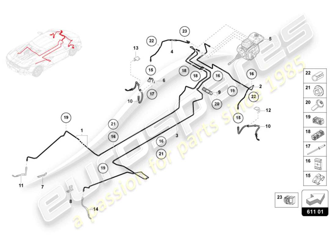 lamborghini revuelto coupe (2024) schema delle parti tubo freno