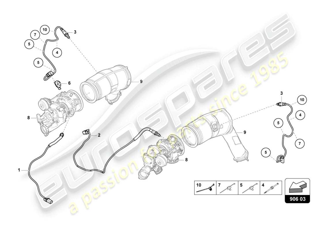 lamborghini urus performante (2023) sonda lambda diagramma delle parti