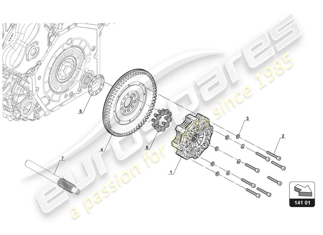 lamborghini 2018 (gt3 evo) diagramma della parte della frizione
