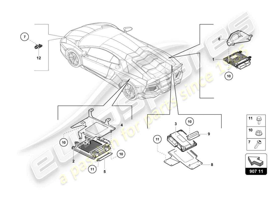 lamborghini lp770-4 svj coupe (2022) unità di controllo motore diagramma delle parti