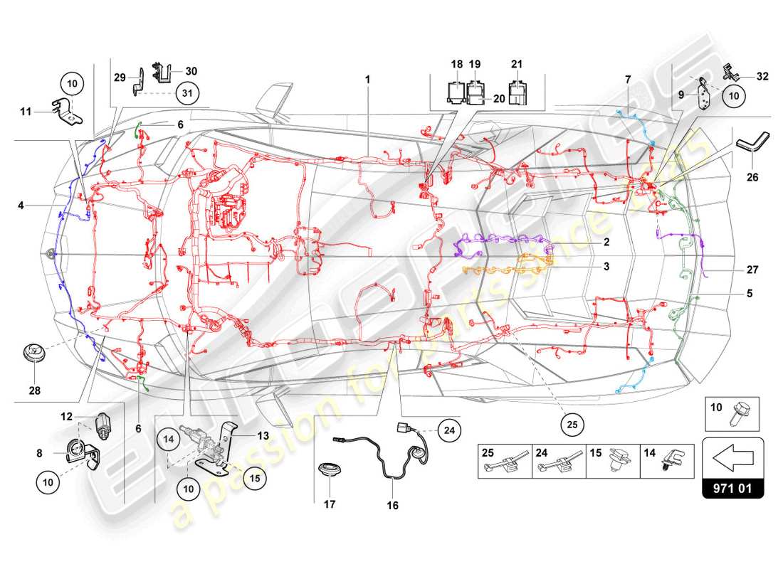 lamborghini lp770-4 svj coupe (2022) schema delle parti elettriche