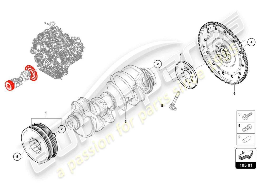 un diagramma delle parti dal catalogo delle parti Lamborghini Urus Performante (2024)